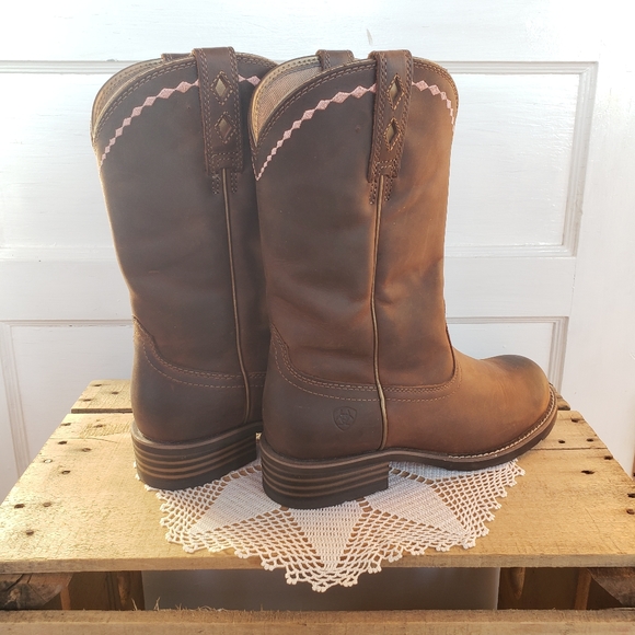 **SOLd*thankyou🌸💕Ariat Unbridled Roper• Leather Cowgirl Boots•Brown Leather - Picture 5 of 16